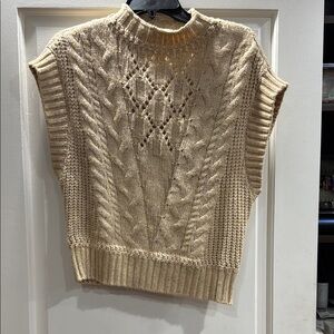 Cable Knit Sleeveless Sweater - Beige